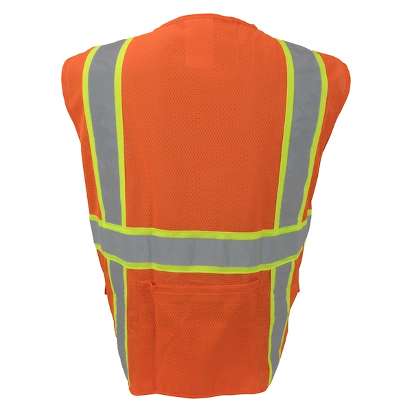 Surveyor Safety Vest Class 2 W/ Zipper & Radio Clips (Orange/Large)